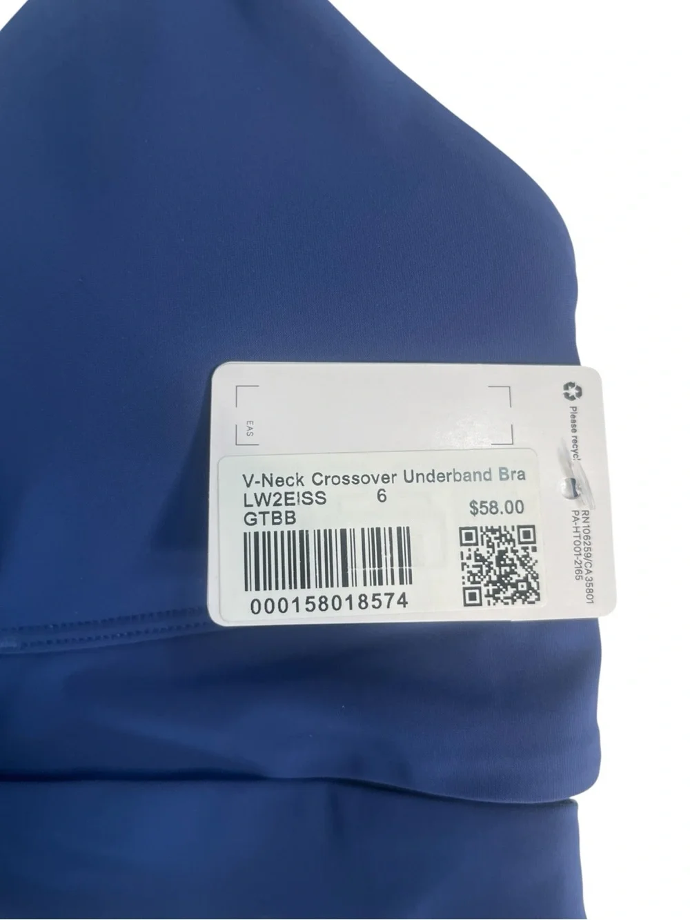 🌟 Lululemon V-Neck Crossover Underband Bra - NWT - Gatsby Blue - Size 6 💙
